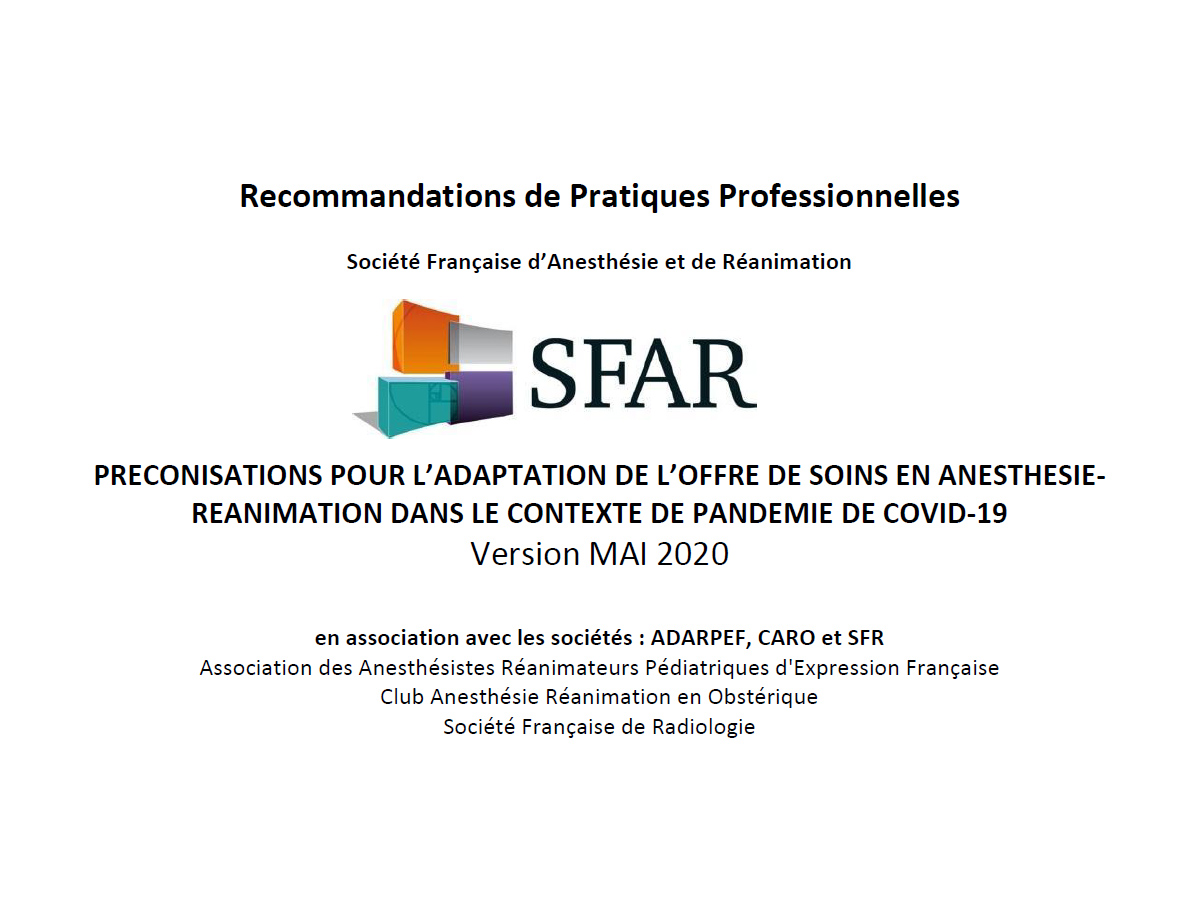 SFAR Préconisations COVID-19
